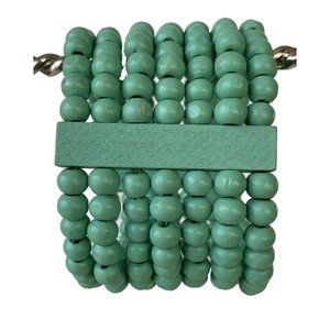 Wooden Beaded Thick Bracelet, Teal/ Green Women's Jewellery, New